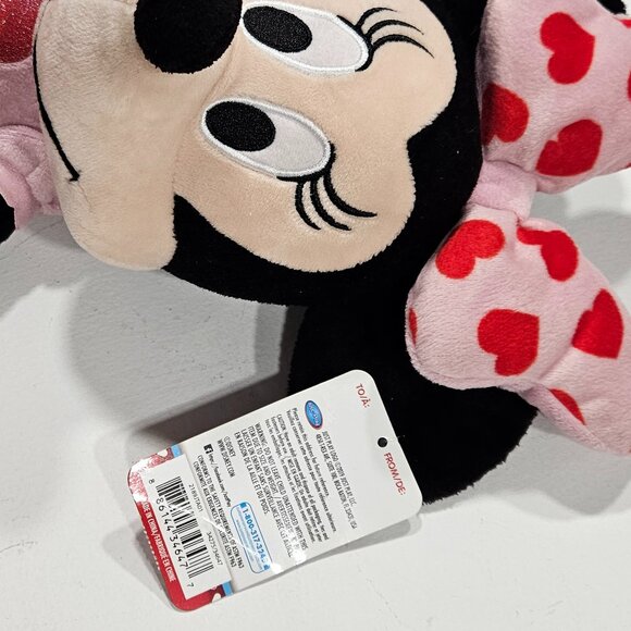 Disney Minnie Mouse Valentine Plush Pink Heart Dress 19” Stuffed Toy NWT - Picture 2 of 6